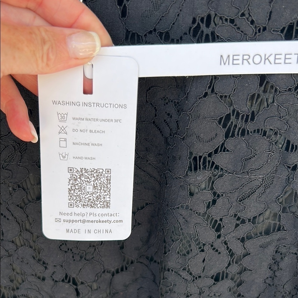 MEROKEETY NWT Lace Black Sheath Mini Dress Size Large - Picture 5 of 9
